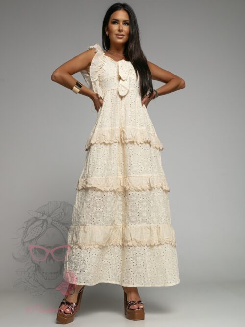 Sukienka maxi Senseno beżowa