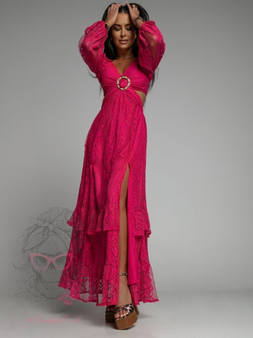 Sukienka maxi koronkowa Romanse fuksja