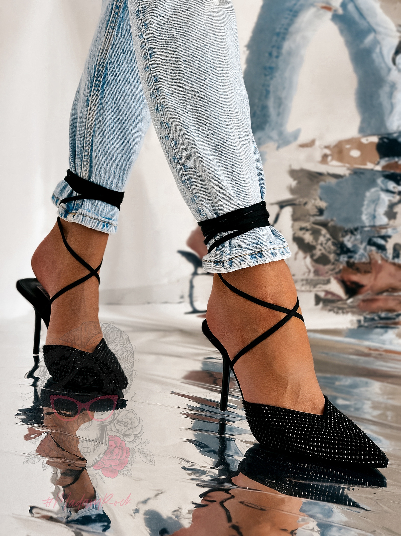 Czółenka z cyrkoniami Rock Rush czarne