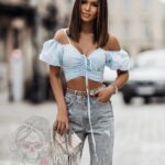 Top z bufkami Cloud błękitny