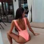 Kostium kąpielowy jednoczęściowy z paskiem Palos Ola Voga łososiowy