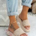 Klapki skórzane Madam Apart beżowe