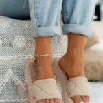 Klapki skórzane Madam Apart beżowe