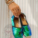 Espadryle z cekinami Madam Sirens kameleon