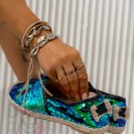 Espadryle z cekinami Madam Sirens kameleon