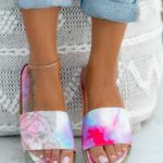 Klapki transparentne Rock Fabric tie dye pastelowe