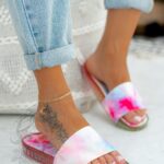 Klapki transparentne Rock Fabric tie dye pastelowe