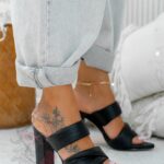 Klapki skórzane Madam Cames czarne