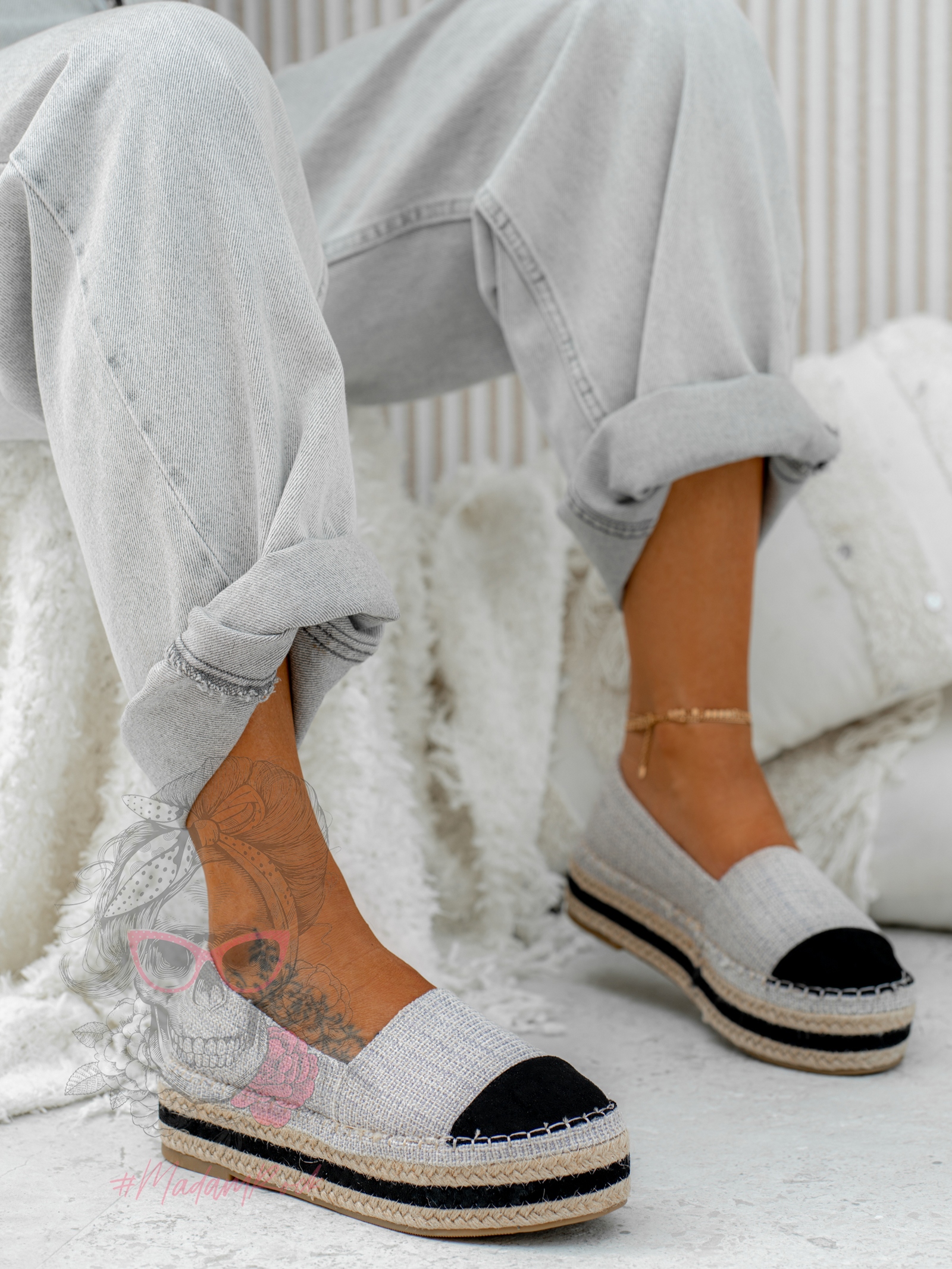 Espadryle na platformie Madam Chanol szare