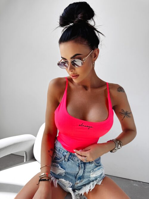 -wyprzedane-Body gładkie Doolie Ola Voga neonowy róż