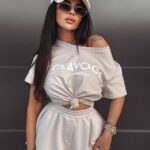 T-shirt damski z nadrukiem Beverly Ola Voga beżowy