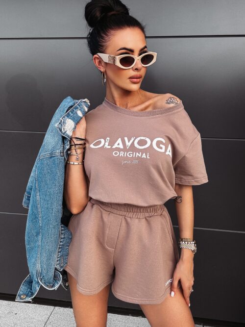 T-shirt damski z nadrukiem Beverly Ola Voga cappuccino