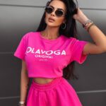 T-shirt damski z nadrukiem Beverly Ola Voga fuksja