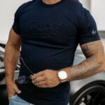 T-shirt męski z aplikacją Pleasure Ola Voga granatowy