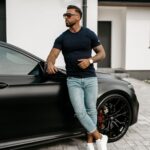 T-shirt męski z aplikacją Pleasure Ola Voga granatowy