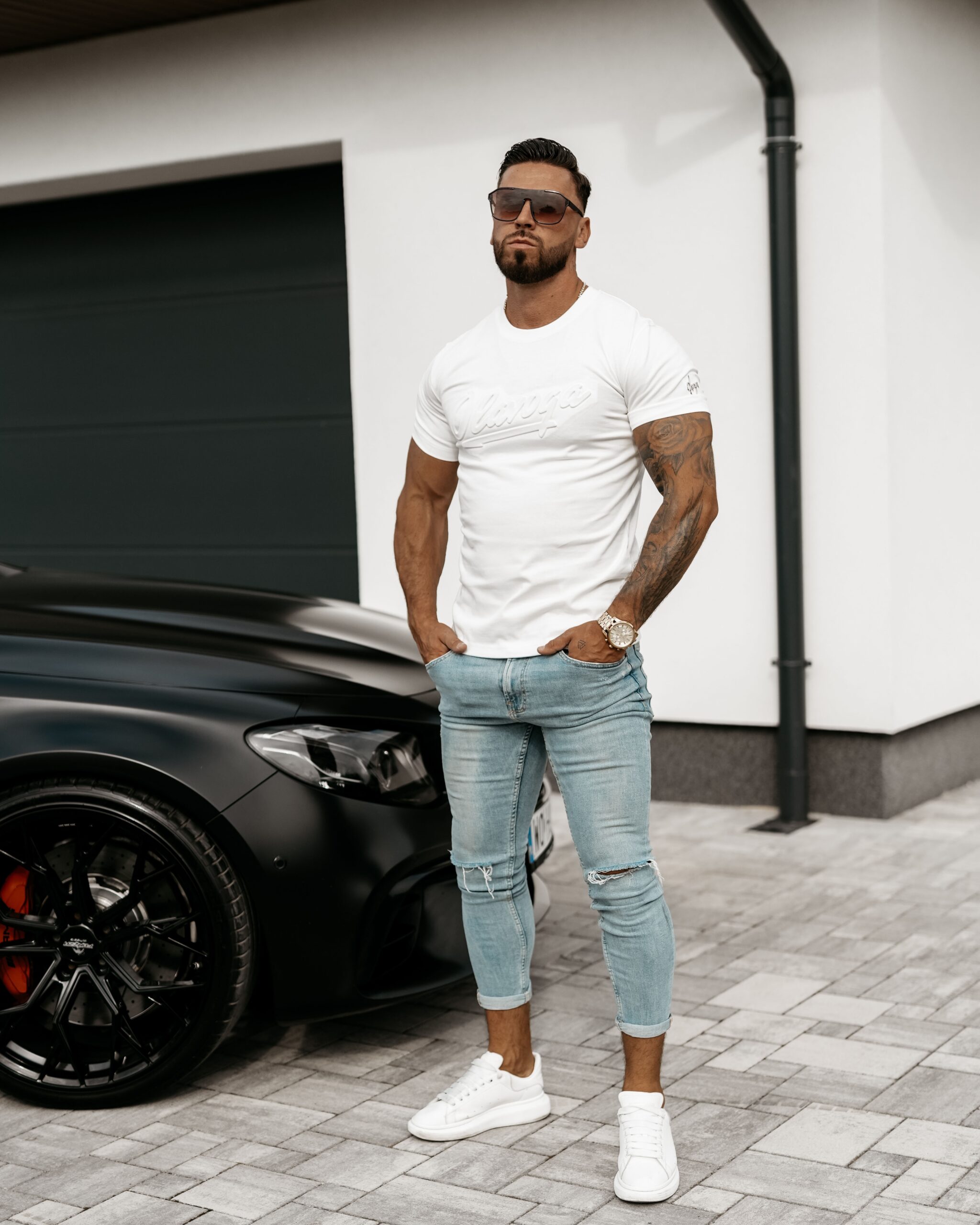 T-shirt męski z aplikacją Pleasure Ola Voga ecru