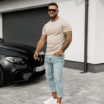 T-shirt męski z aplikacją Pleasure Ola Voga beżowy