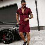 Koszula męska z krótkim rękawem Bonfire Ola Voga bordowa