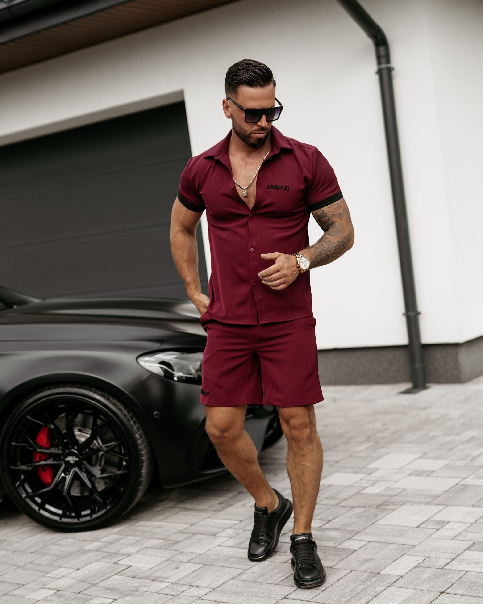 Koszula męska z krótkim rękawem Bonfire Ola Voga bordowa