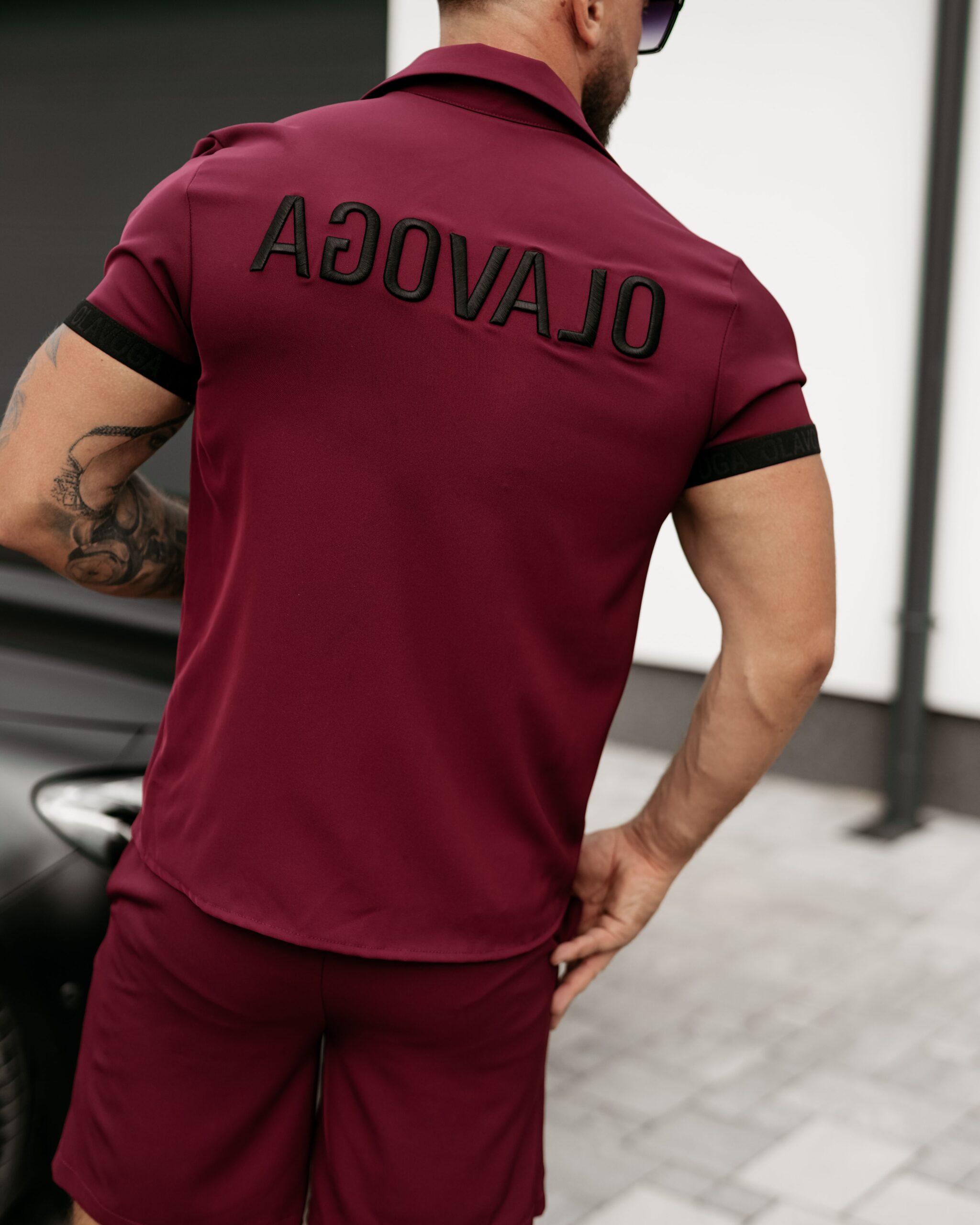 Koszula męska z krótkim rękawem Bonfire Ola Voga bordowa