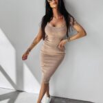 Sukienka prążkowana Melody Ola Voga beżowa