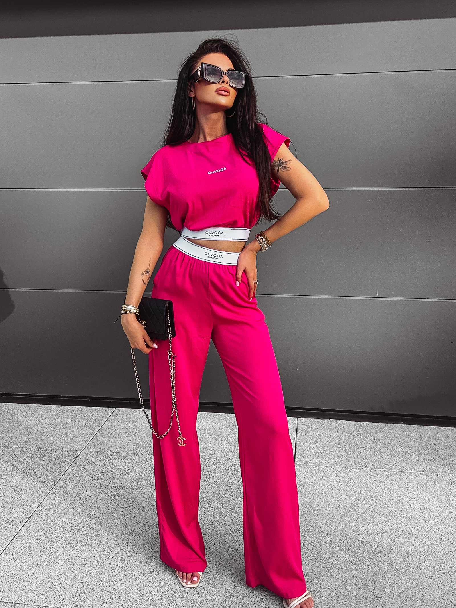 Komplet elegancki Cecile Ola Voga amarantowy