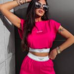 Komplet elegancki Cecile Ola Voga amarantowy