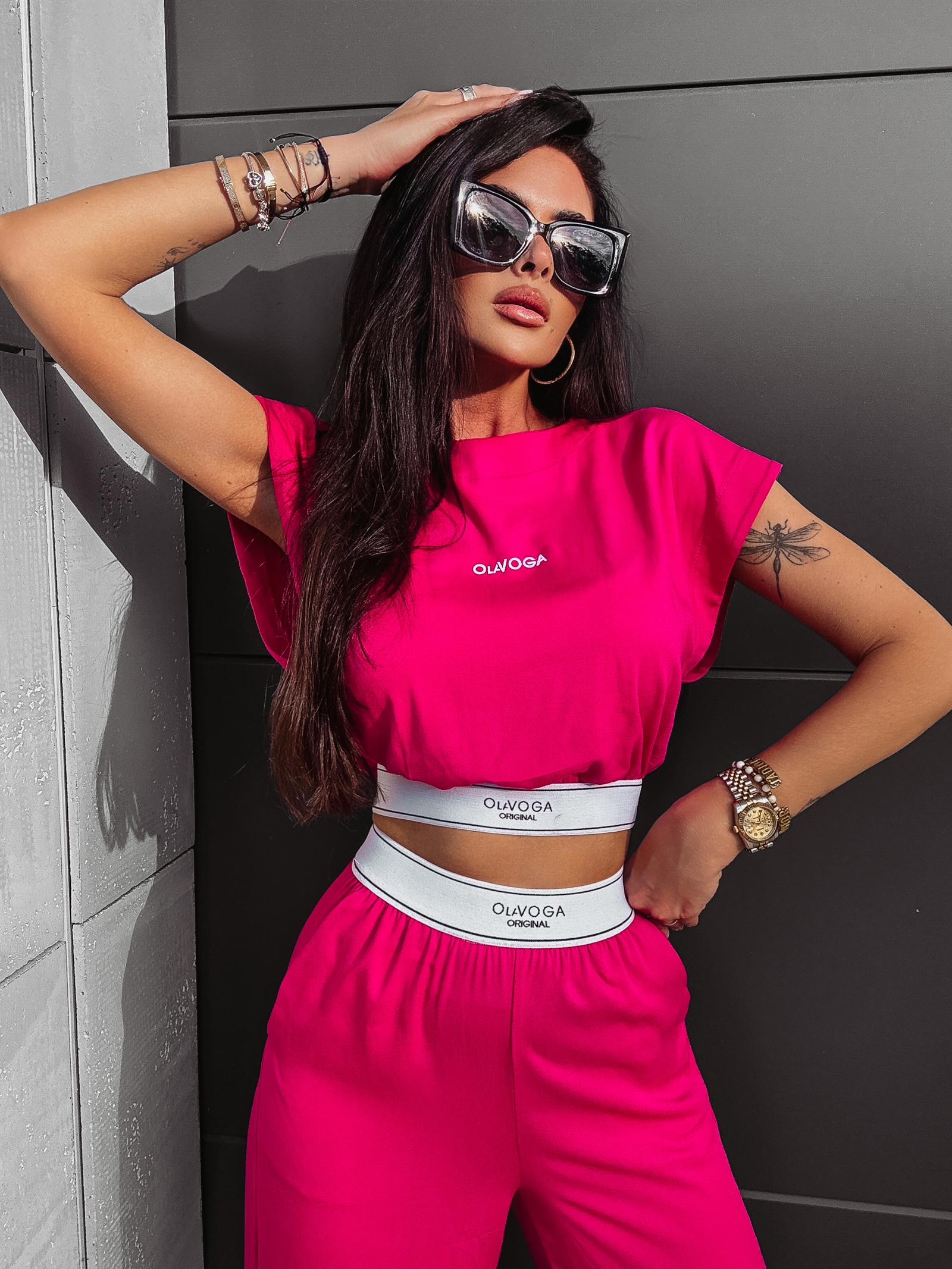 Komplet elegancki Cecile Ola Voga amarantowy