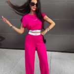 Komplet elegancki Cecile Ola Voga amarantowy