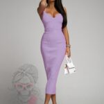 Sukienka prążkowana Medusa lila