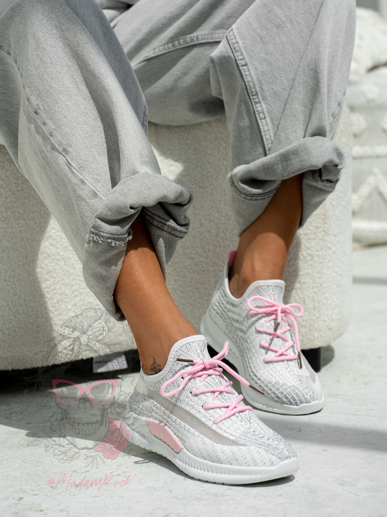 Buty sportowe Sezon Rock III białe-pudrowy róż