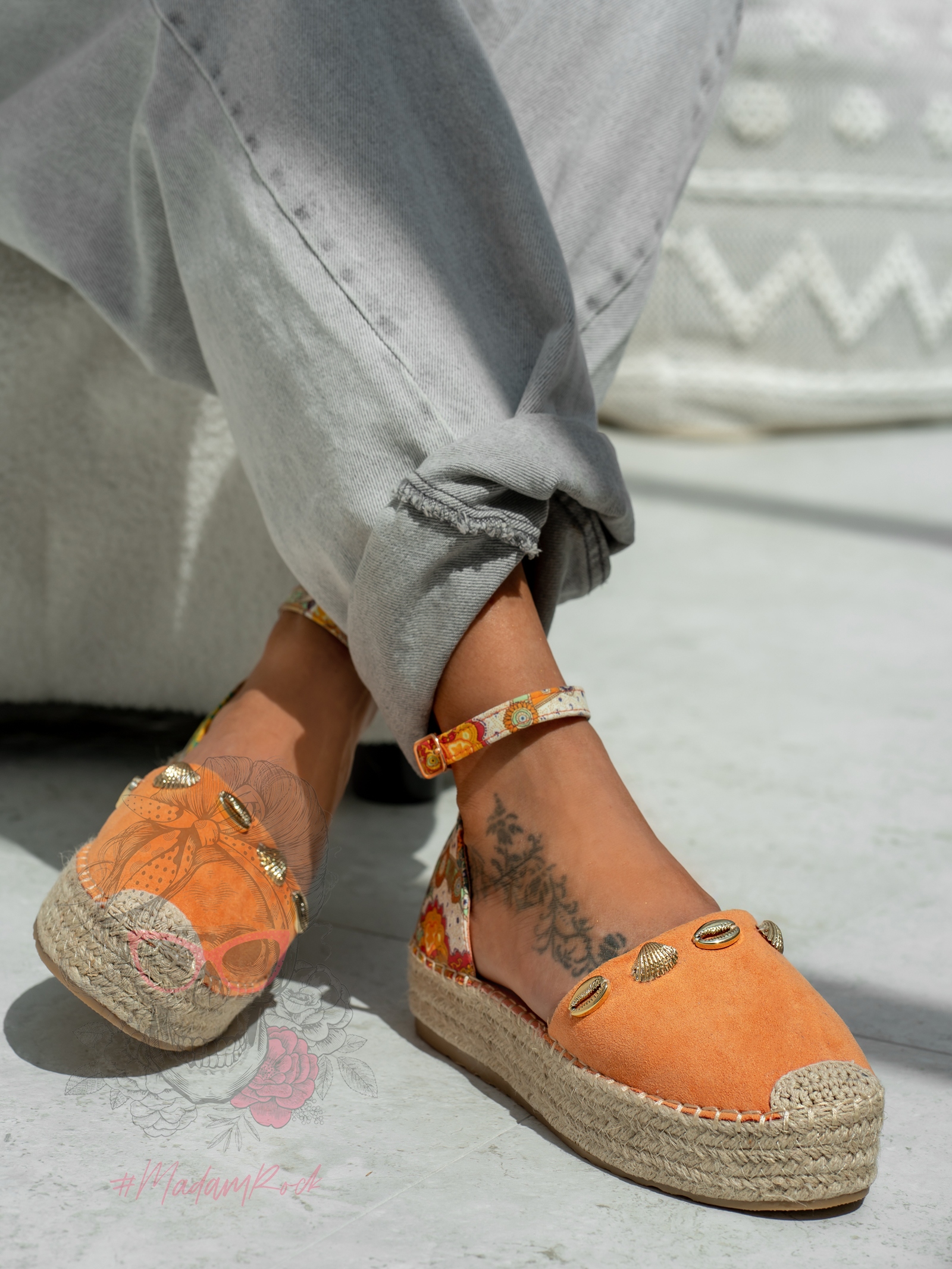 Espadryle na platformie Madam Estiu pomarańczowe