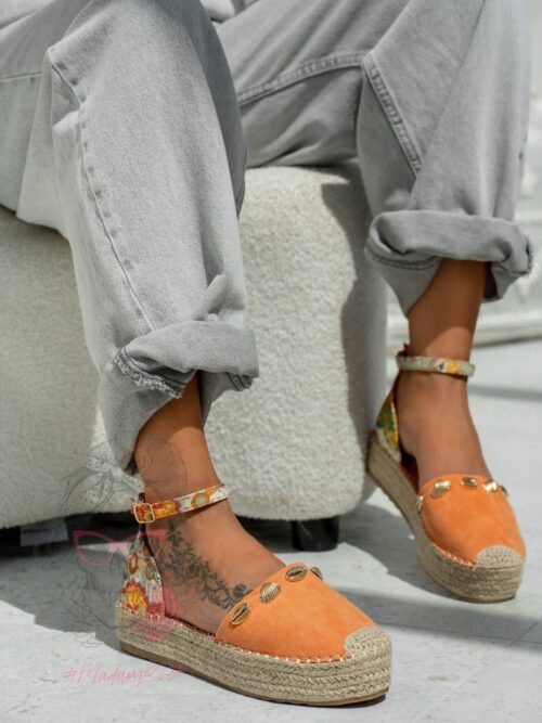 Espadryle na platformie Madam Estiu pomarańczowe