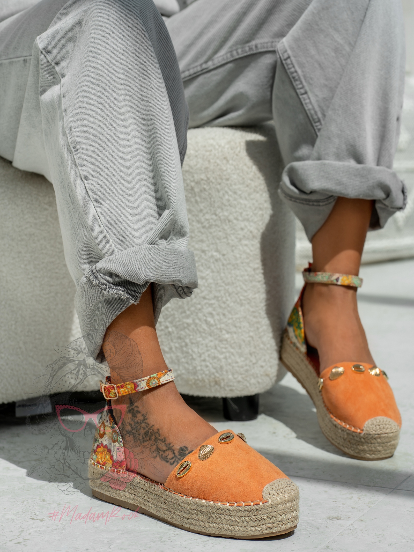 Espadryle na platformie Madam Estiu pomarańczowe