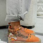 Espadryle na platformie Madam Estiu pomarańczowe