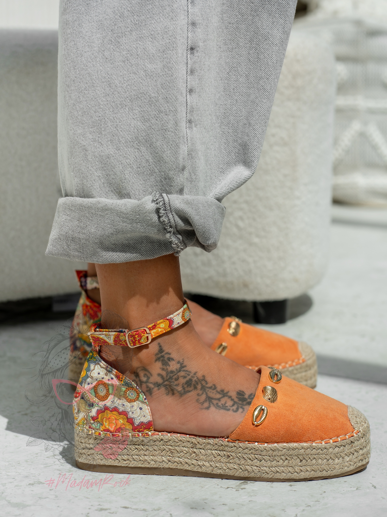 Espadryle na platformie Madam Estiu pomarańczowe