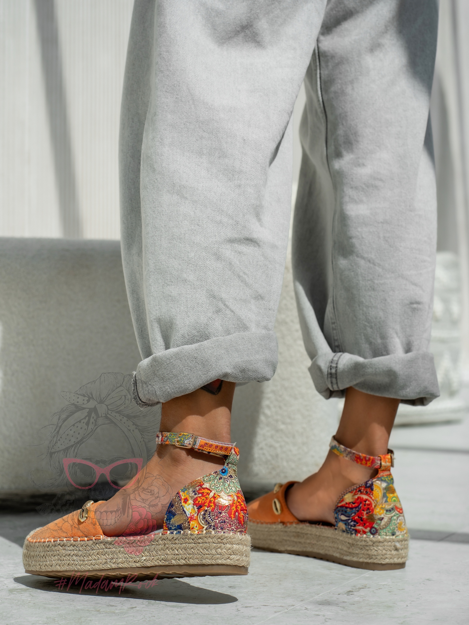 Espadryle na platformie Madam Estiu pomarańczowe