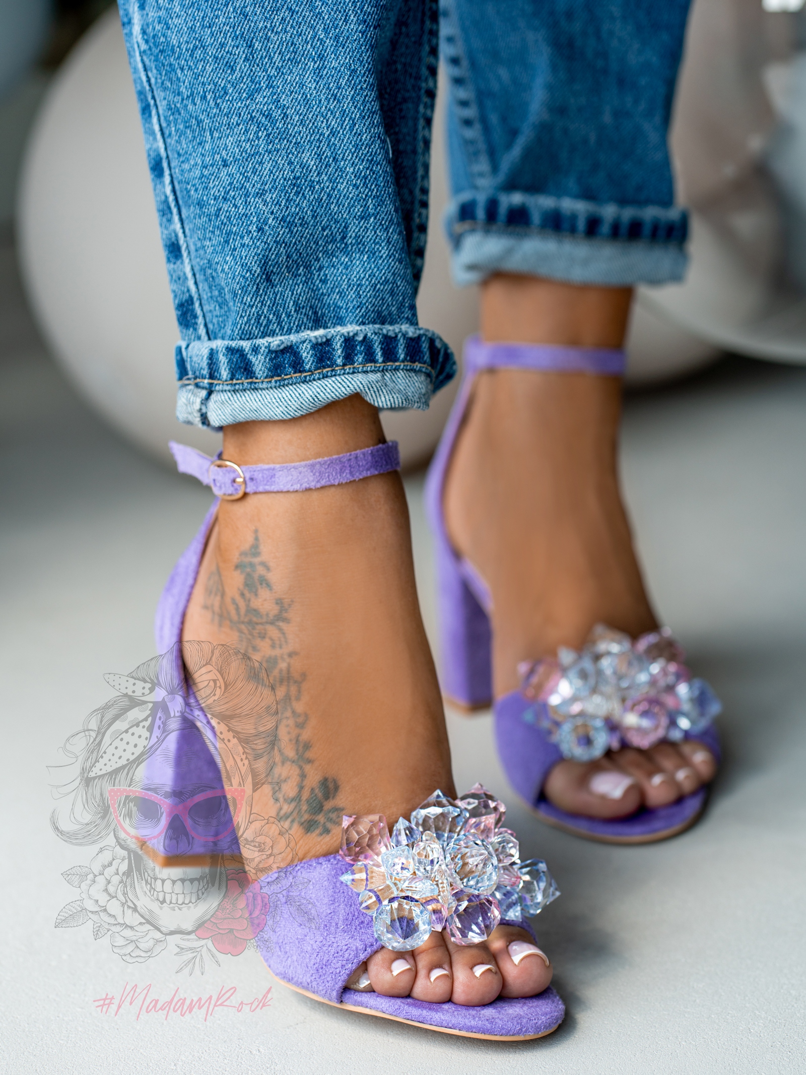 Sandały z kamieniami Madam Molico lila