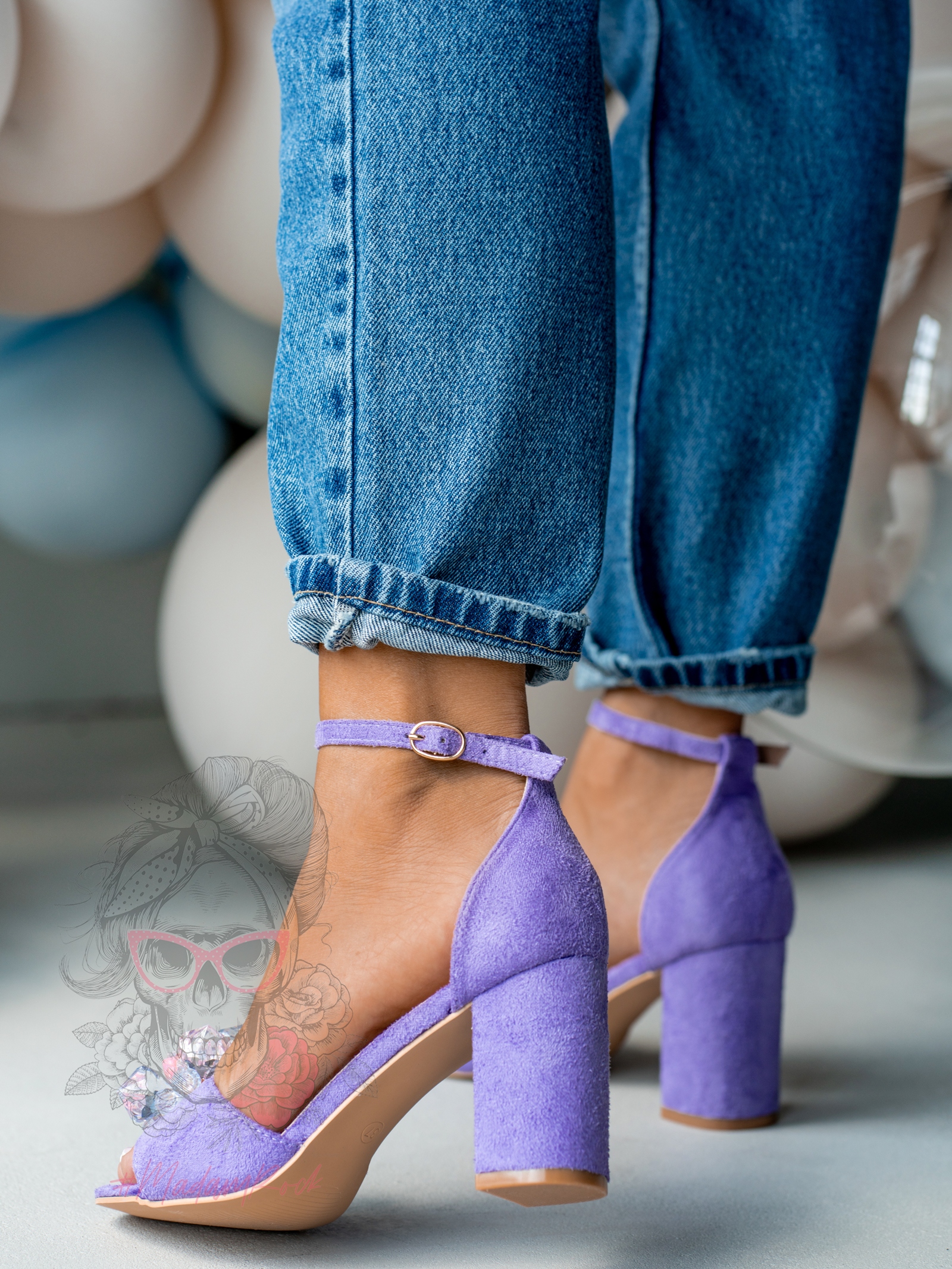 Sandały z kamieniami Madam Molico lila Sandały z kamieniami Madam Molico lila