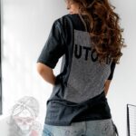 T-shirt z cyrkoniami UTOPIA grafitowy