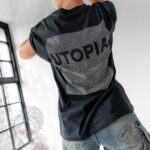 T-shirt z cyrkoniami UTOPIA grafitowy