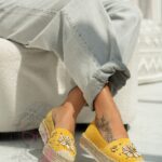 Espadryle na platformie Madam Shell żółte