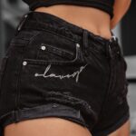 Szorty dekatyzowane RAGGED OLAVOGA czarne