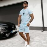 Komplet męski welurowy Shelter Ola Voga błękitny