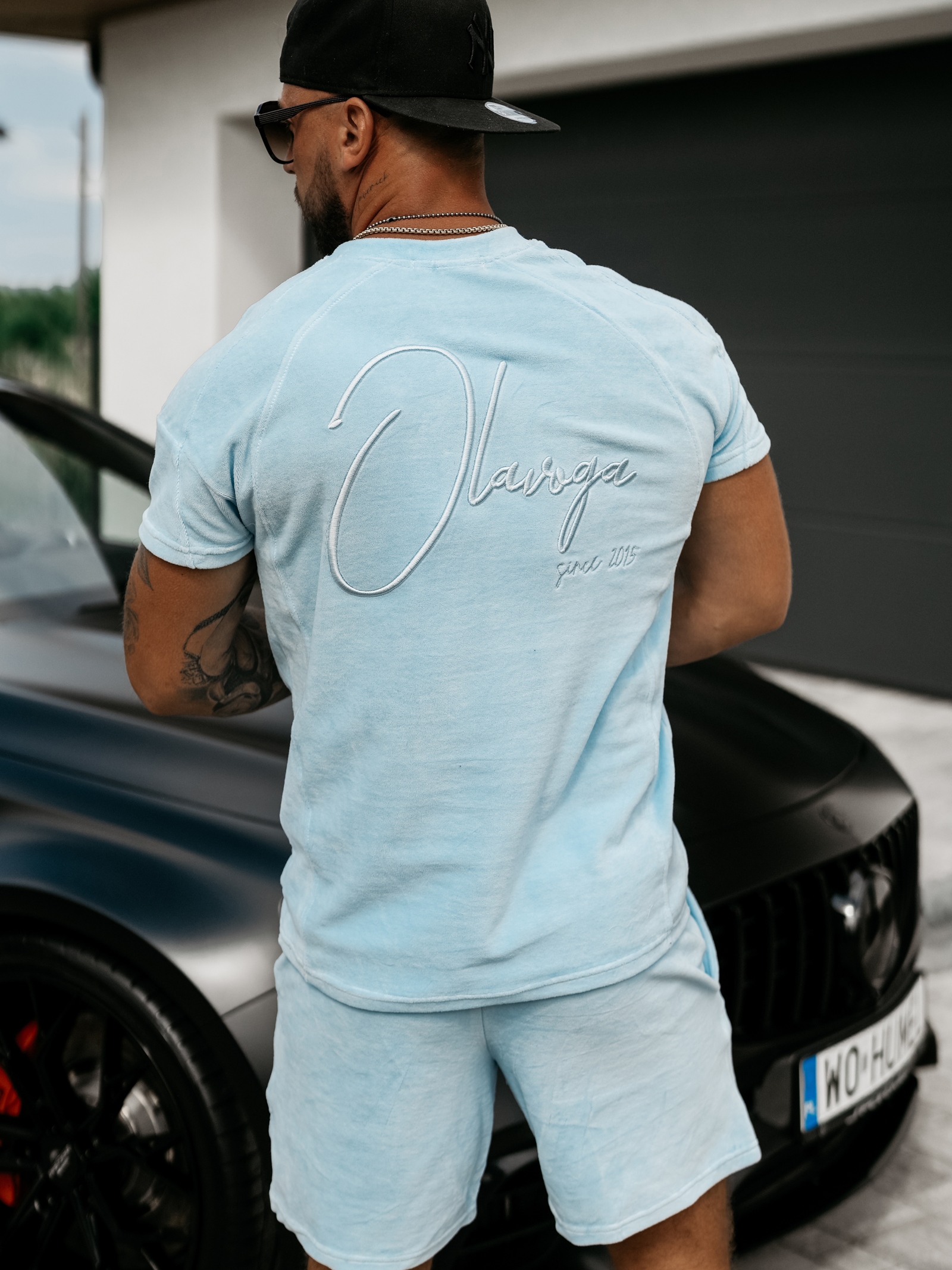 Komplet męski welurowy Shelter Ola Voga błękitny