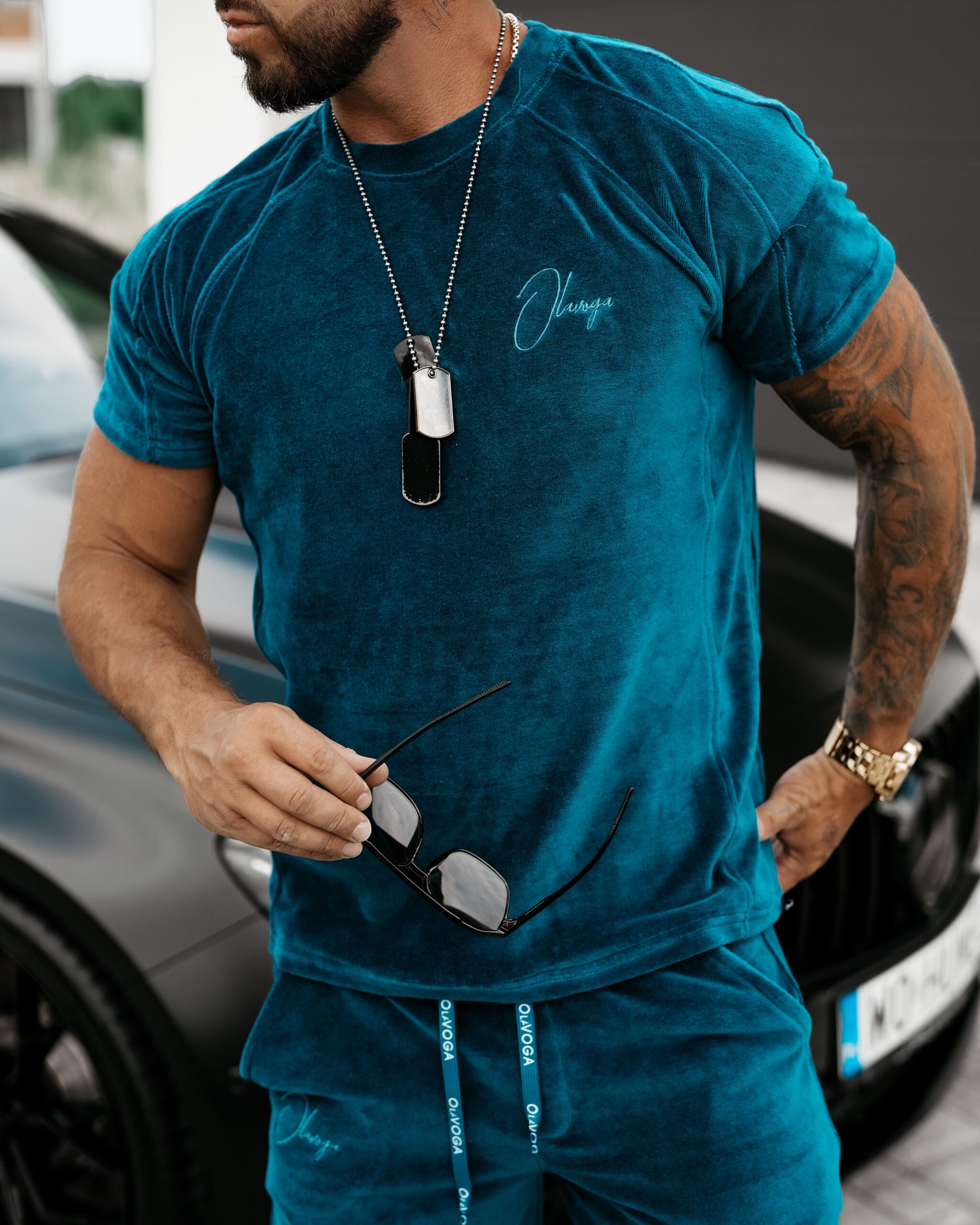 Komplet męski welurowy Shelter Ola Voga morski Komplet męski welurowy Shelter Ola Voga morski