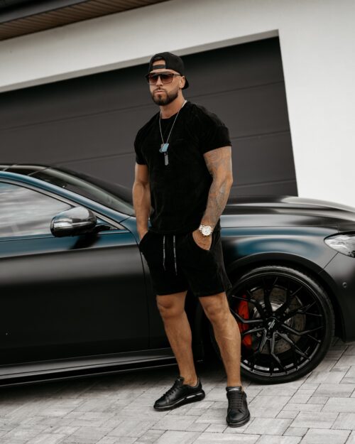 Komplet męski welurowy Shelter Ola Voga czarny