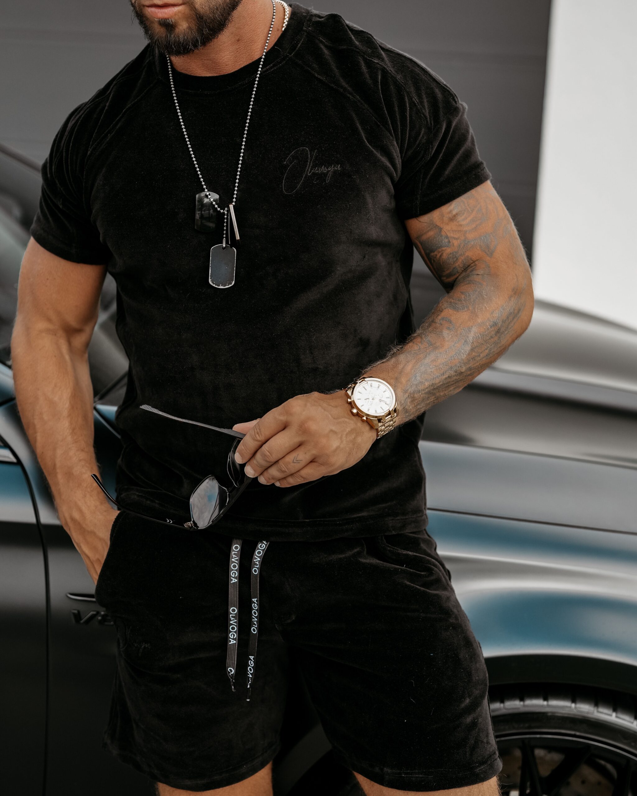 Komplet męski welurowy Shelter Ola Voga czarny