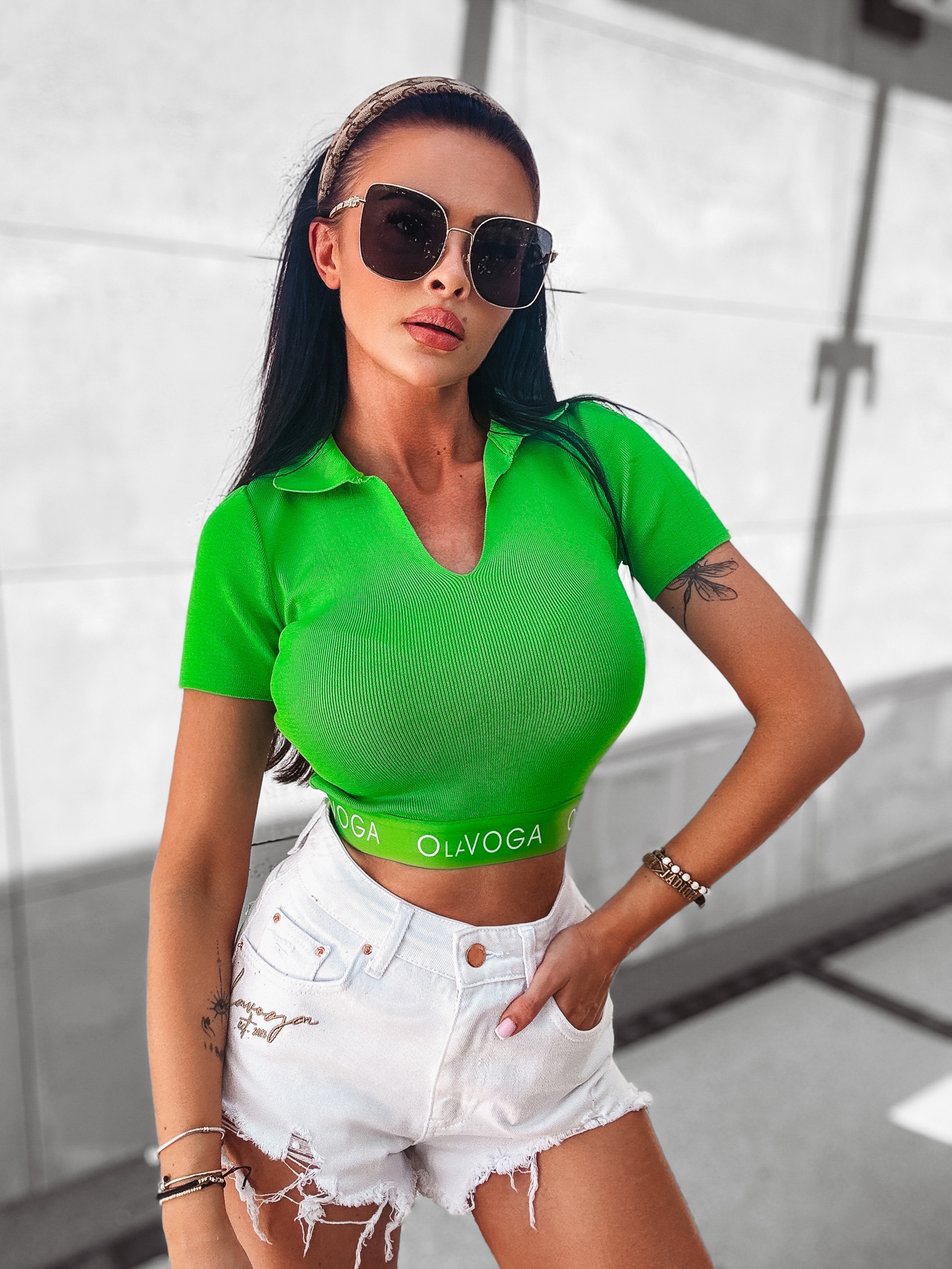 Bluzka crop top Lavish Ola Voga zielona Bluzka crop top Lavish Ola Voga zielona