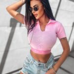 Bluzka crop top Lavish Ola Voga różowa